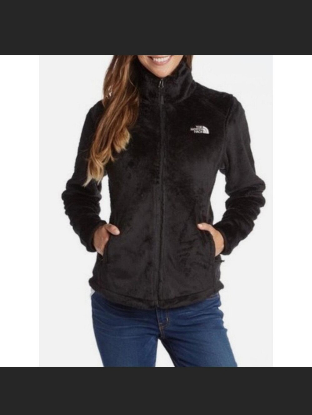 The North Face Osito Fleece Jacket Black Women's Size Small Zipper And Bungee